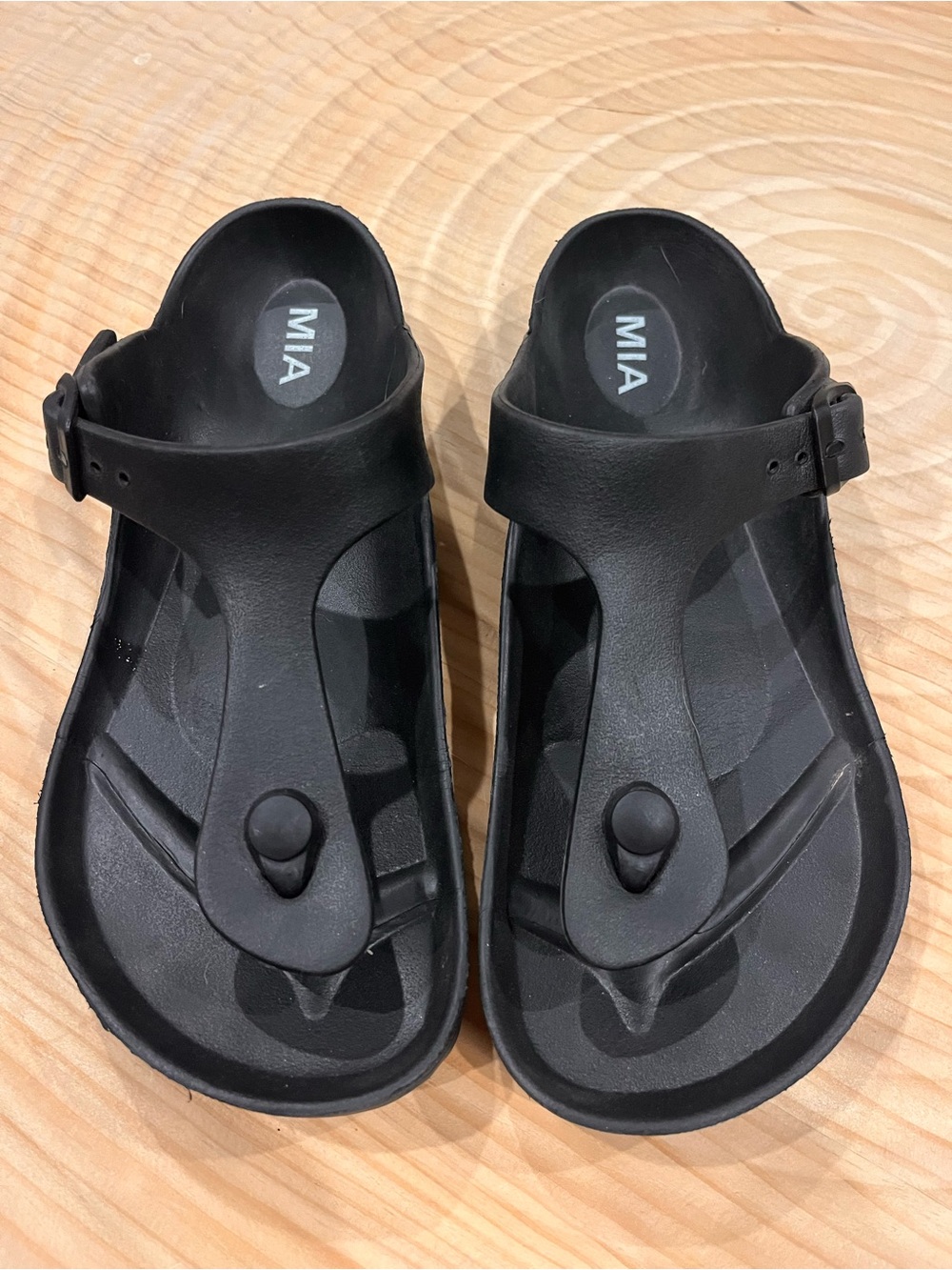 MIA Zen Matte Black Toe-Post Sandals Slides Sz 9 - Picture 2 of 7